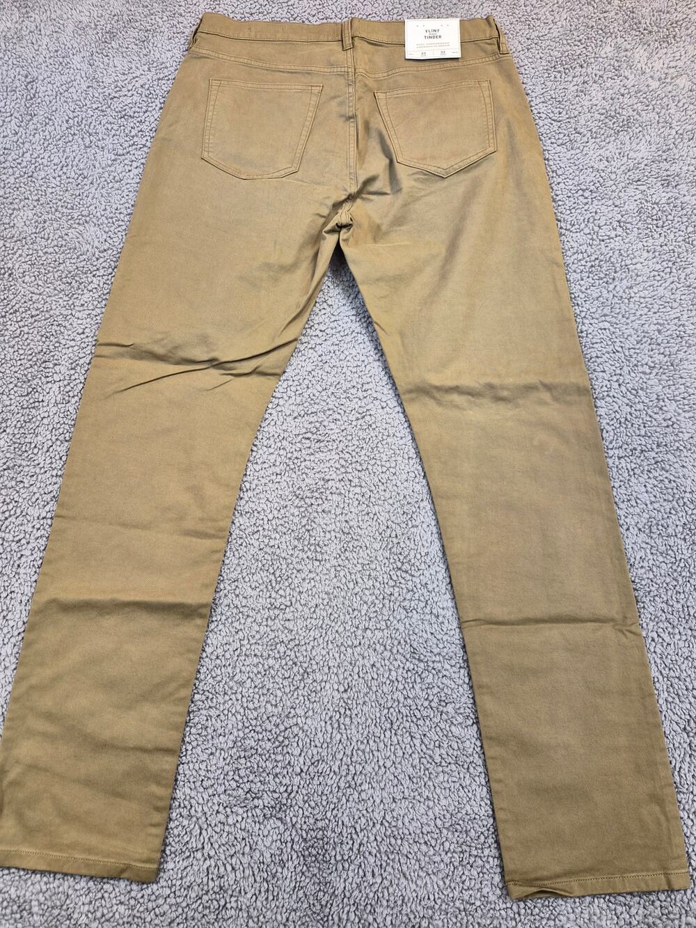 NWT Flint and Tinder Khakis Men's Size 33x32 Tan Slim Fit (1221)